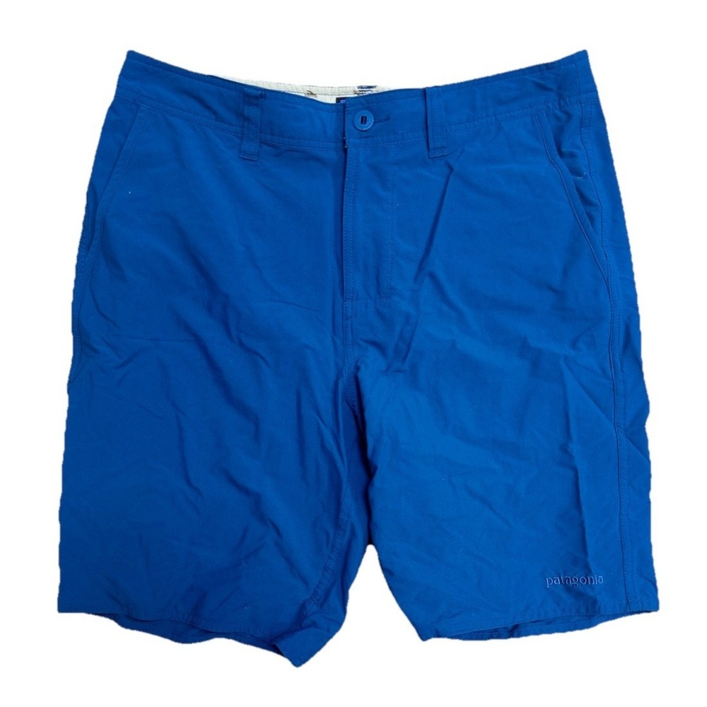 Patagonia Stretch Wavefarer Walk Shorts Blue Mens‎ 33 Hiking Outdoor Pockets EUC